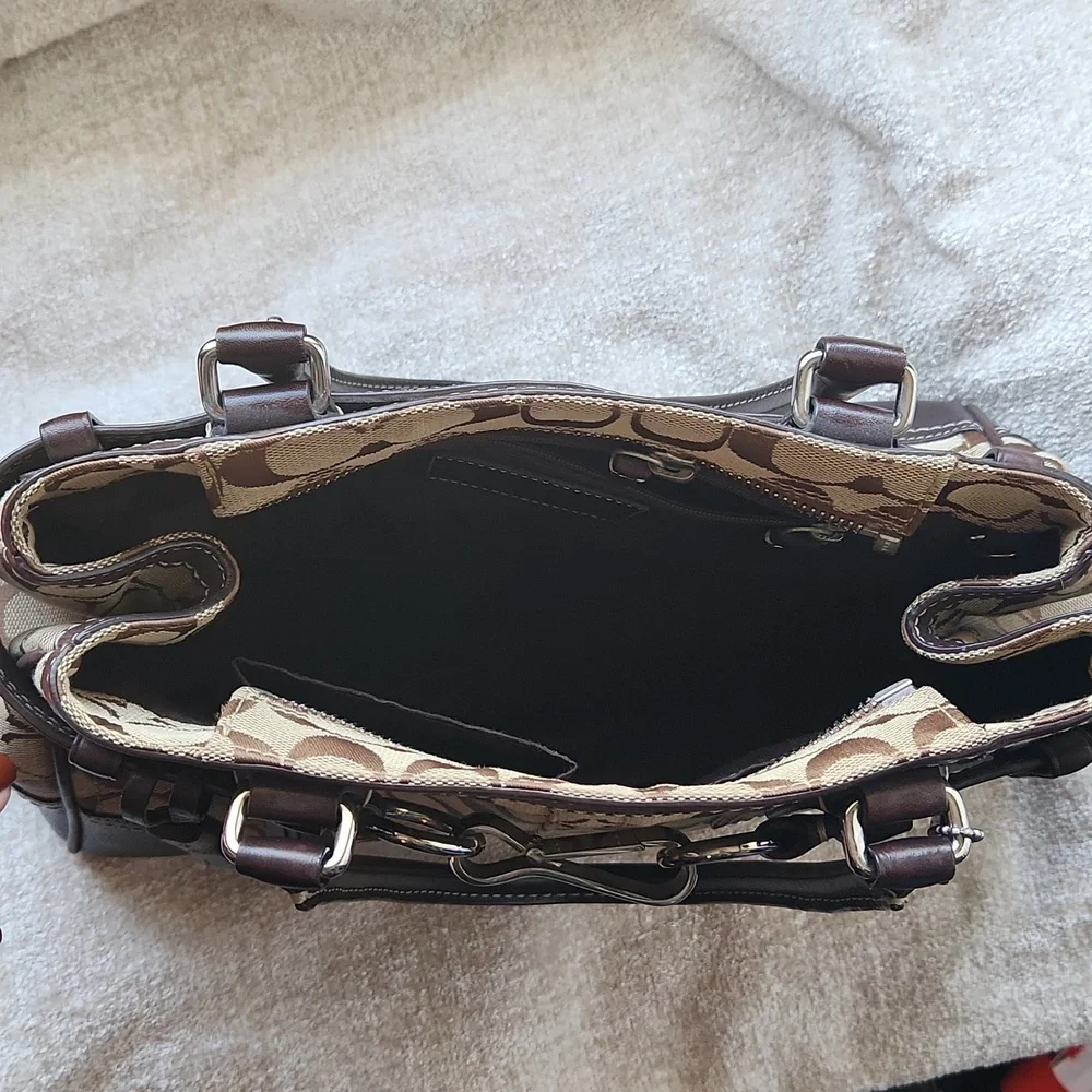 Coach Signature Hampton Canvas & Leather Shoulder Bag - Picture 8 of 16